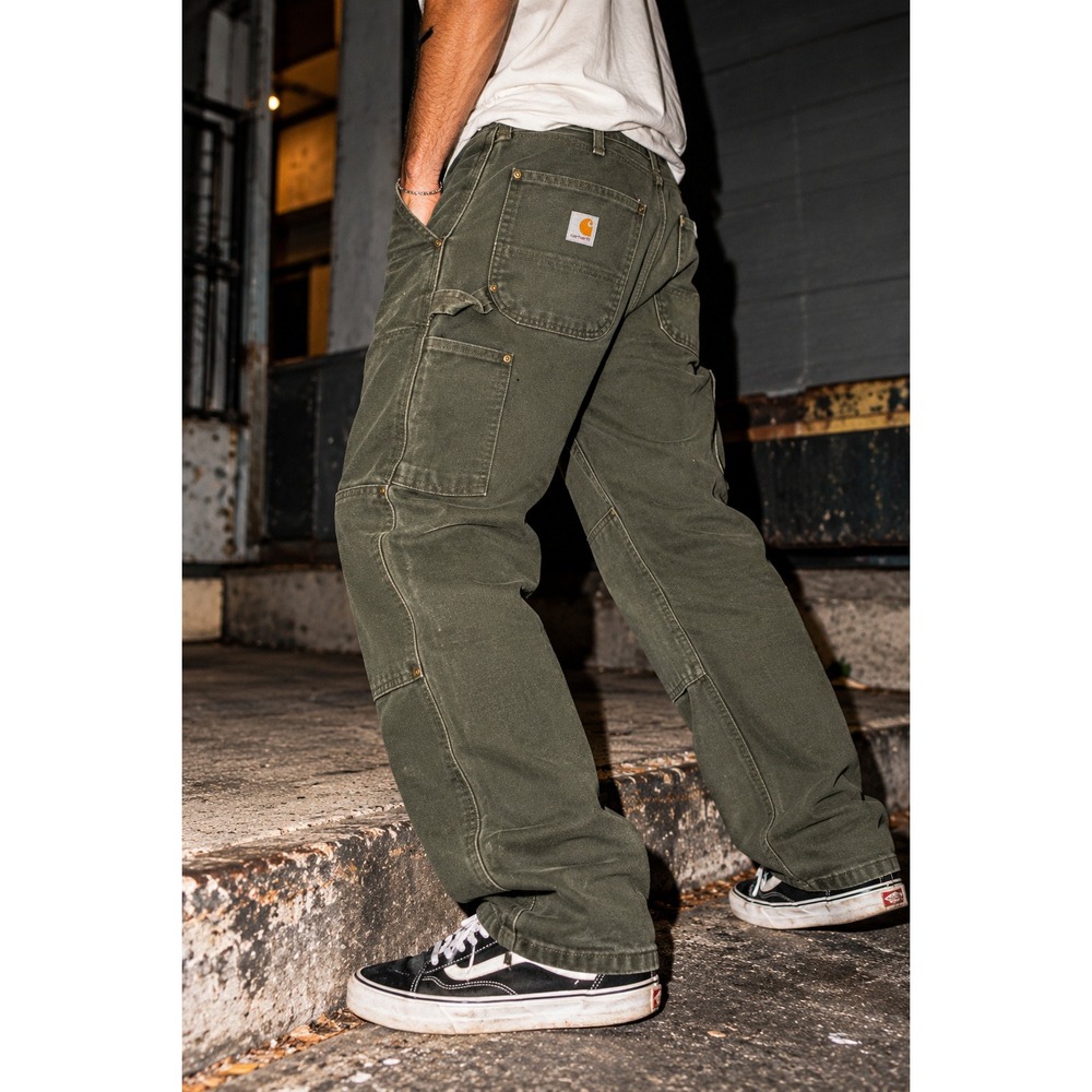 Carhartt B01 MOS USA Double Knee Firm Duck Carpenter Work Pants Moss 34x32